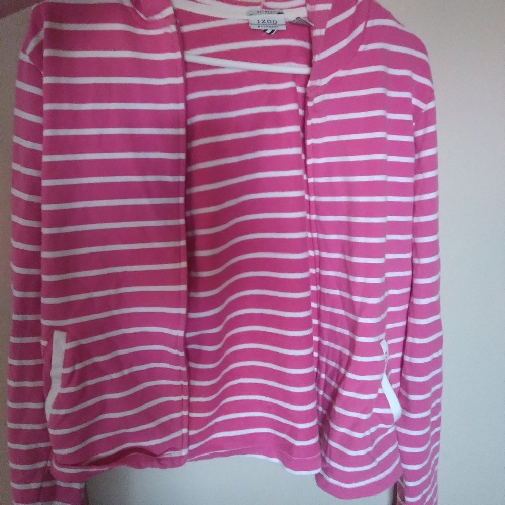 Pink and white hooded izod jacket